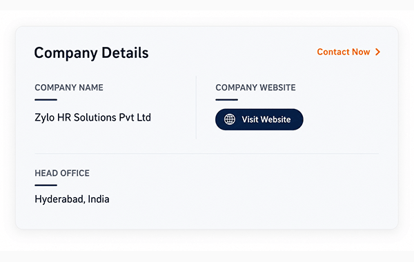 Contact information card with email phone and address fields