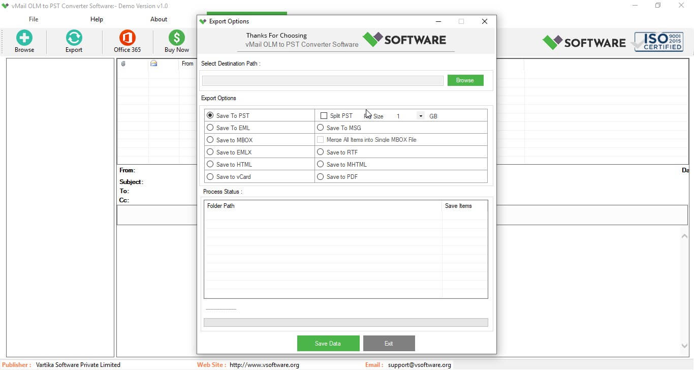 vMail OLM to PST Converter Screenshots