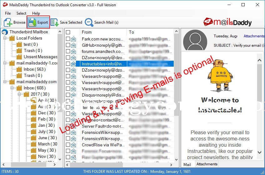 MailsDaddy Thunderbird To Outlook Converter Screenshots
