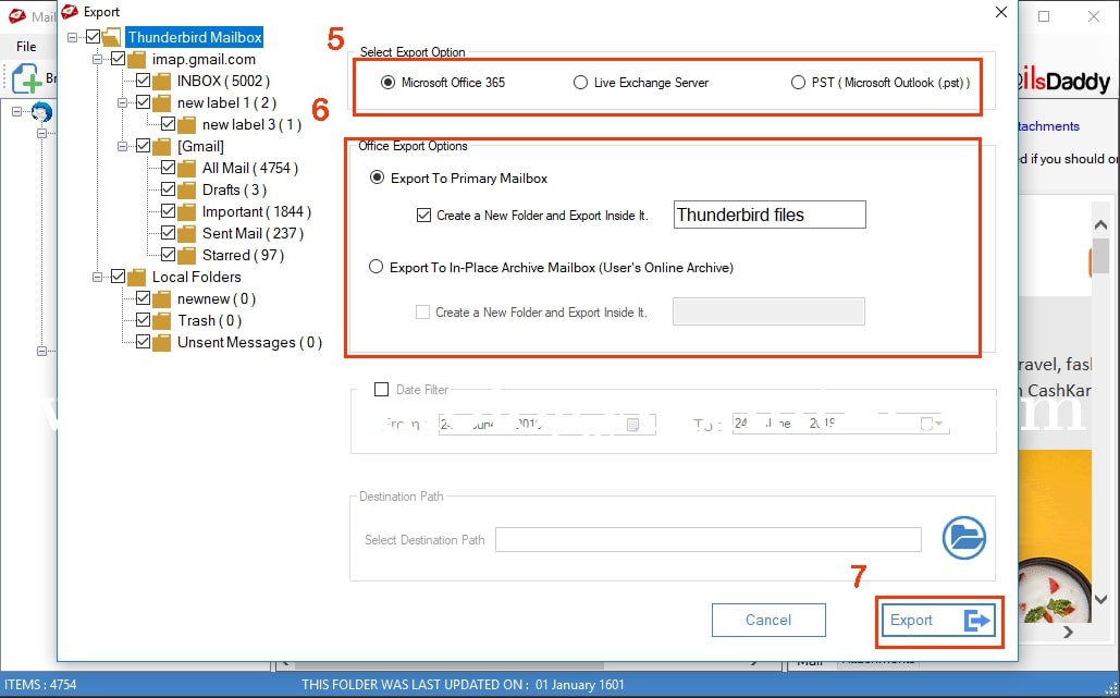 MailsDaddy Thunderbird To Office 365 Migration Screenshots