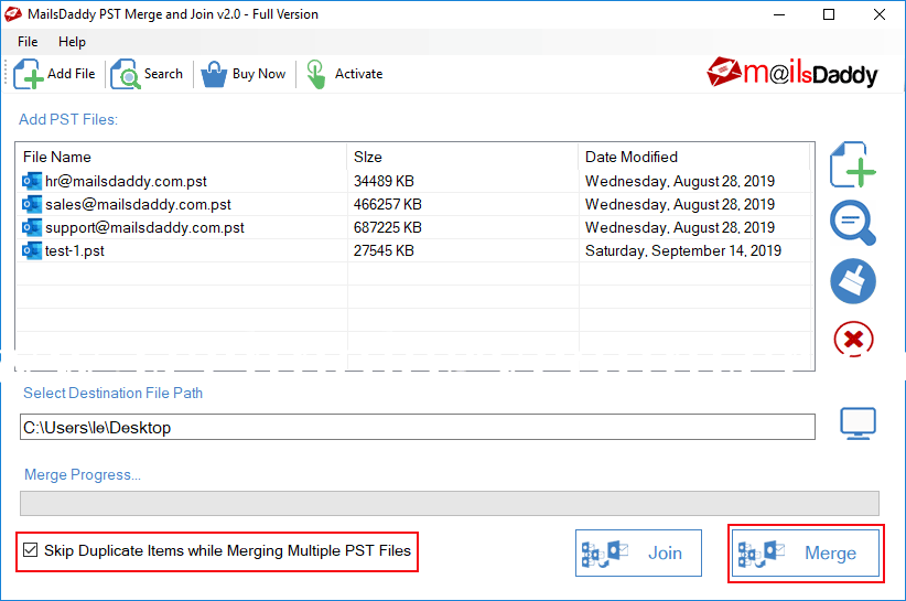 MailsDaddy PST Merge And Join Screenshots