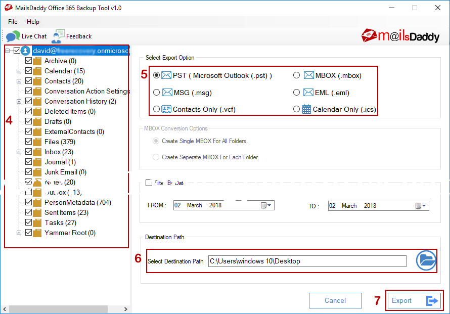 MailsDaddy Office 365 Backup Screenshots