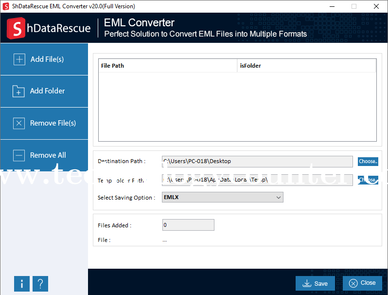 ShDataRescue EML FIle Converter Screenshots