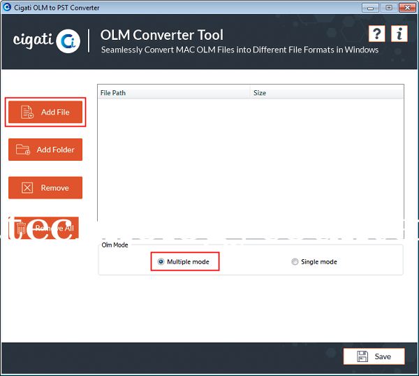 Cigati OLM Converter Screenshots