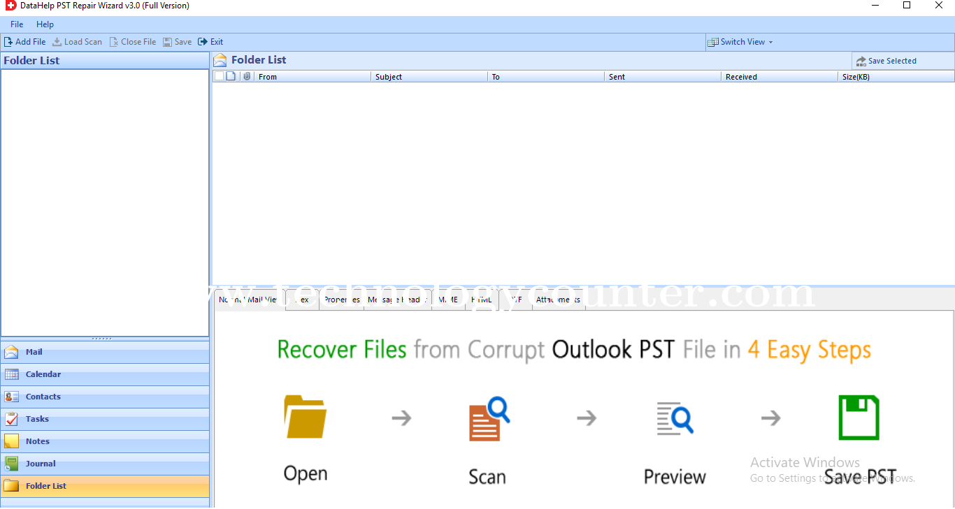 DataHelp PST Repair Screenshots
