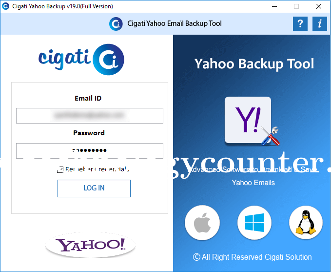 Cigati Yahoo Email Backup Screenshots