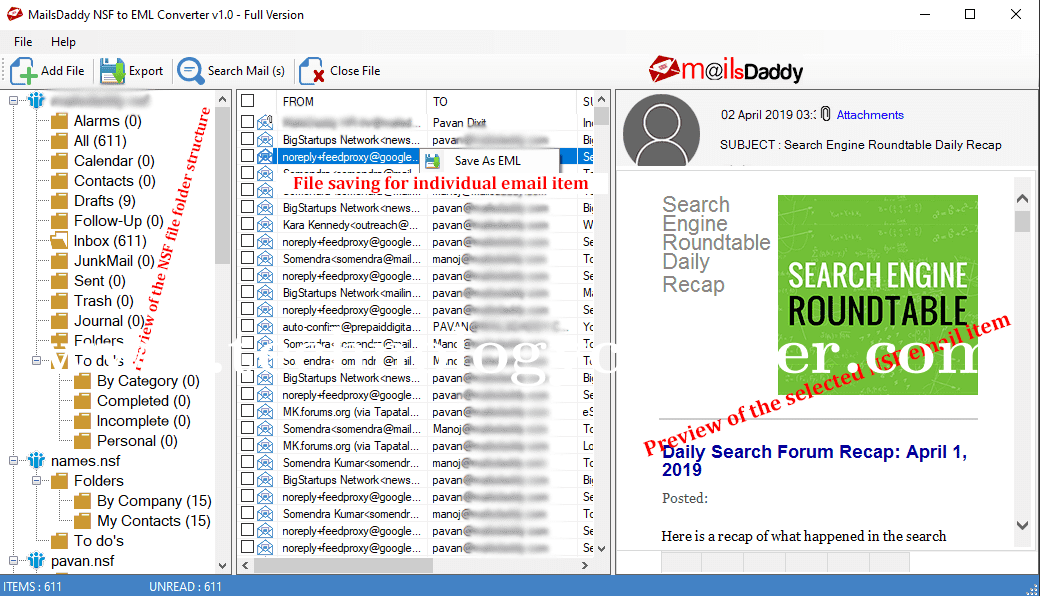 MailsDaddy NSF to EML Converter Screenshots