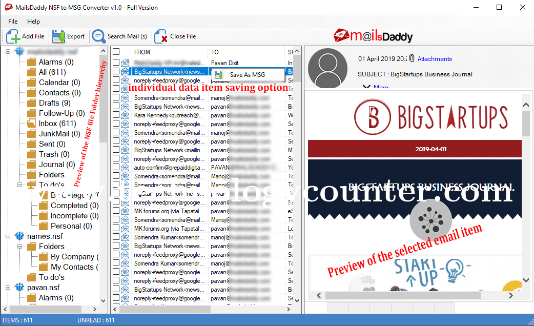 MailsDaddy NSF to MSG Converter Screenshots