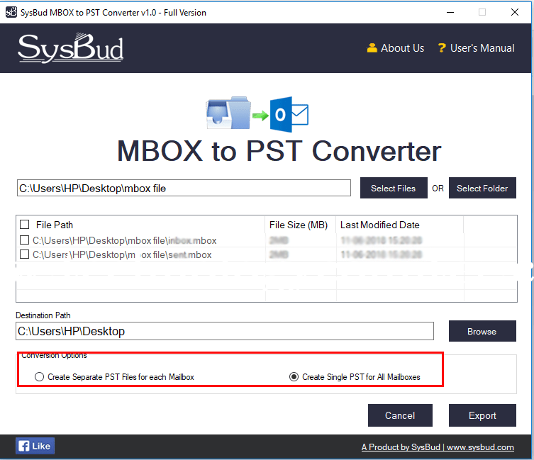 SysBud MBOX to PST Converter Screenshots