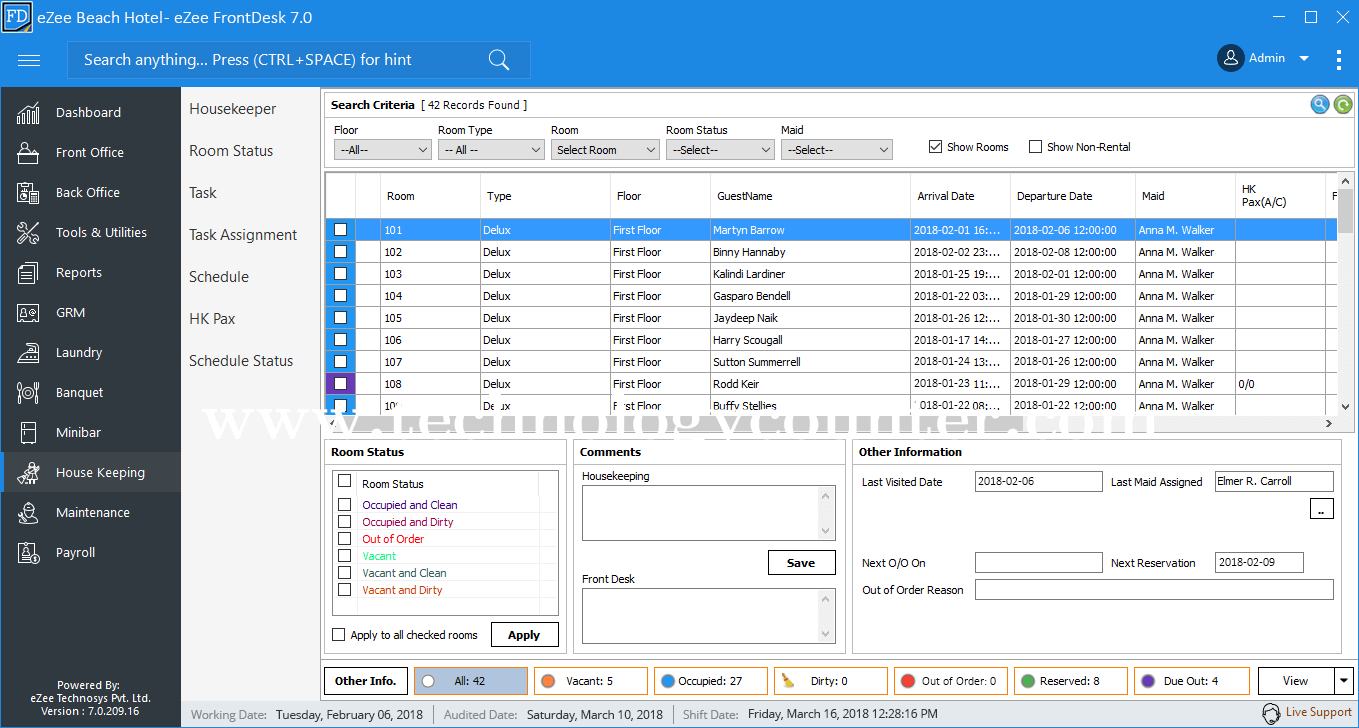 eZee FrontDesk Screenshots