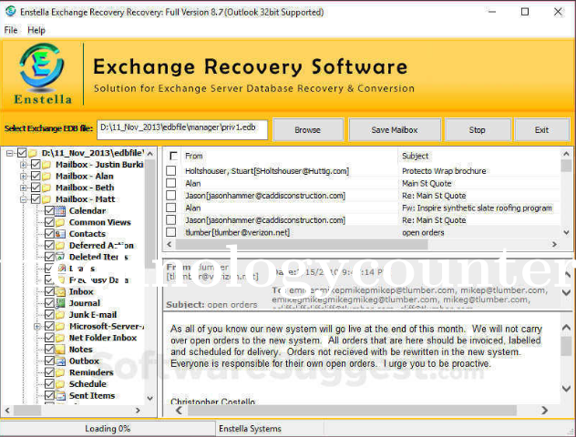Enstella EDB to PST Screenshots
