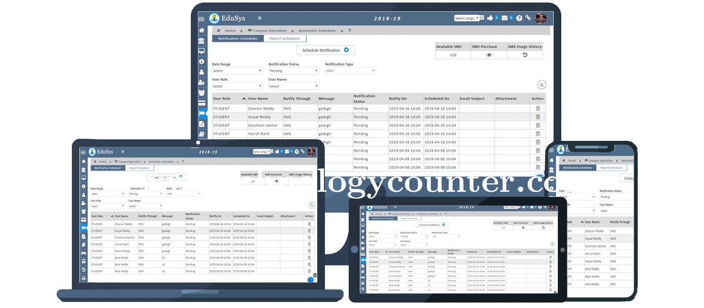 Edusys Bulk SMS & Email Screenshots