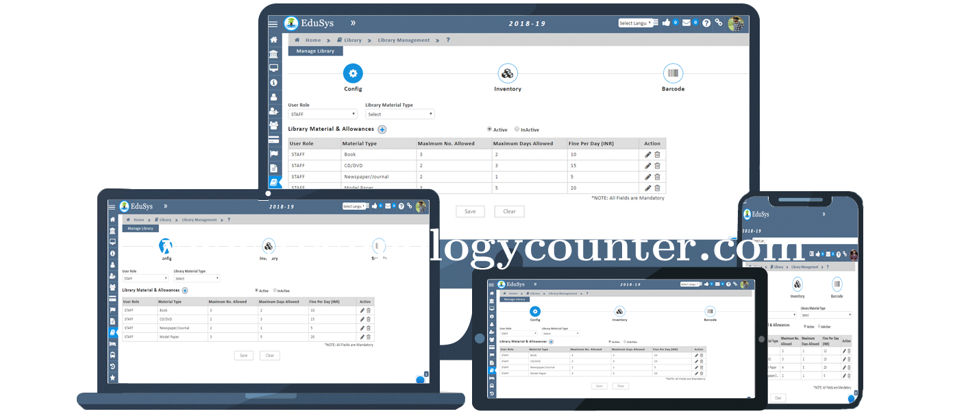 Edusys Library Management Screenshots