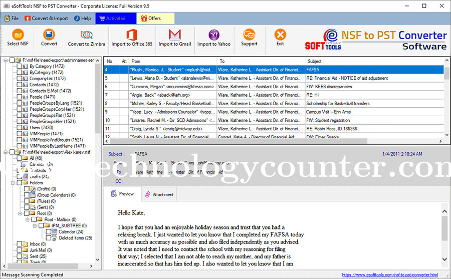 eSofts NSF to PST Converter Screenshots