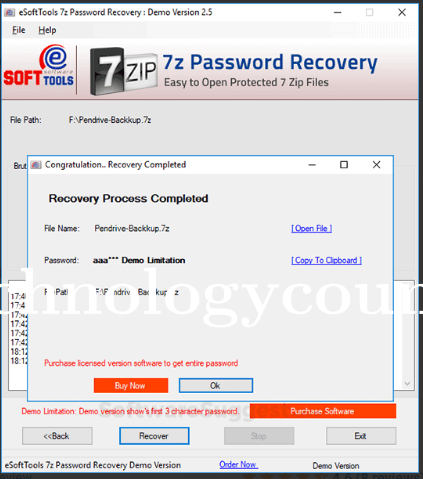 eSofts 7z Password Recovery Screenshots