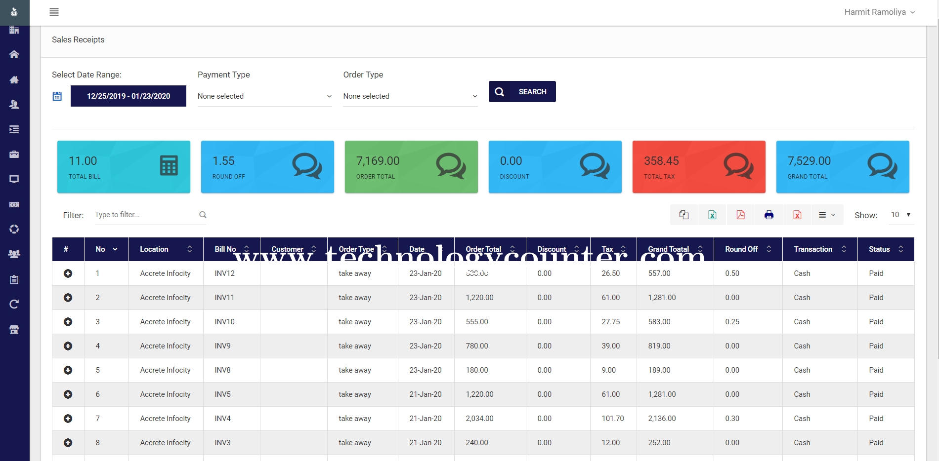 Billberry POS Screenshots