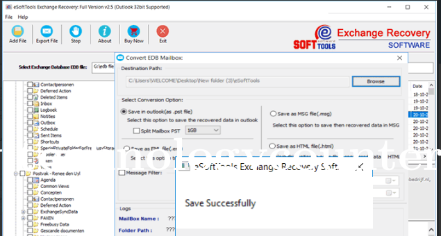 eSofts EDB to PST Converter Screenshots