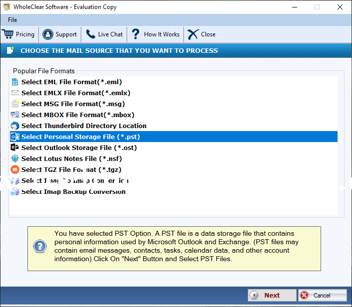 WholeClear PST to IMAP Converter Screenshots