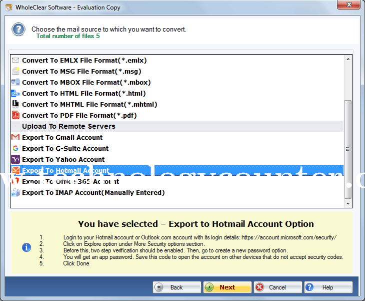 WholeClear Thunderbird to Hotmail Converter Screenshots