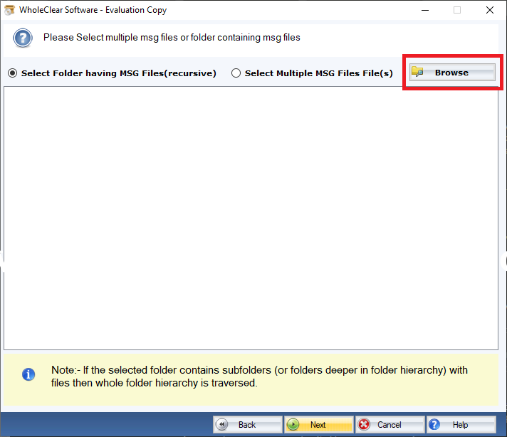WholeClear MSG to VCF Converter Screenshots