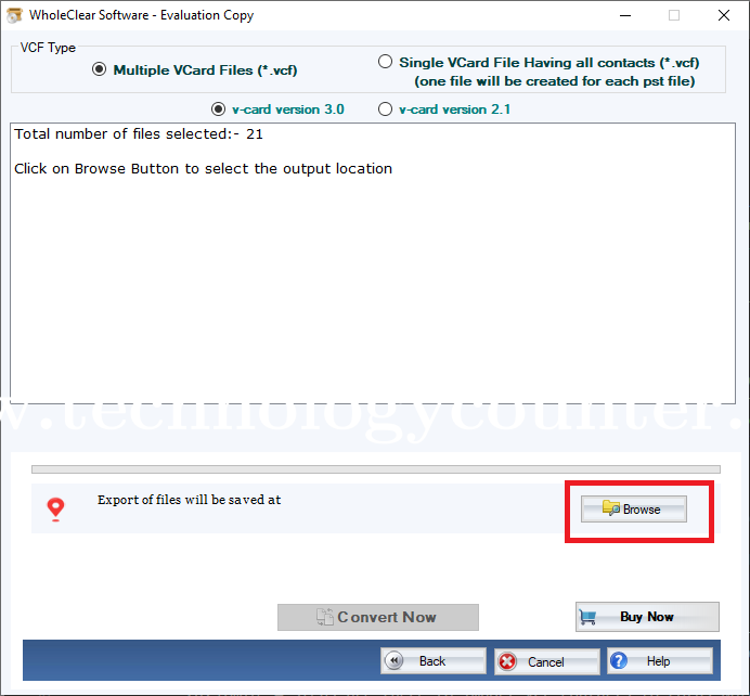WholeClear MSG to VCF Converter Screenshots
