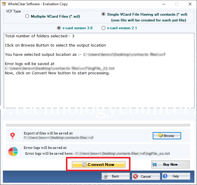 WholeClear MSG to VCF Converter Screenshots