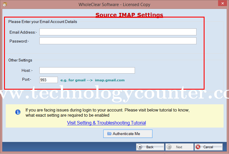 WholeClear Mail Migration Screenshots