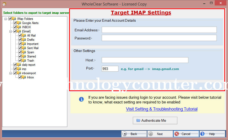 WholeClear Mail Migration Screenshots