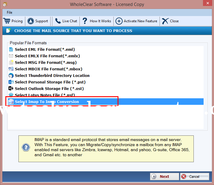 WholeClear Mail Migration Screenshots