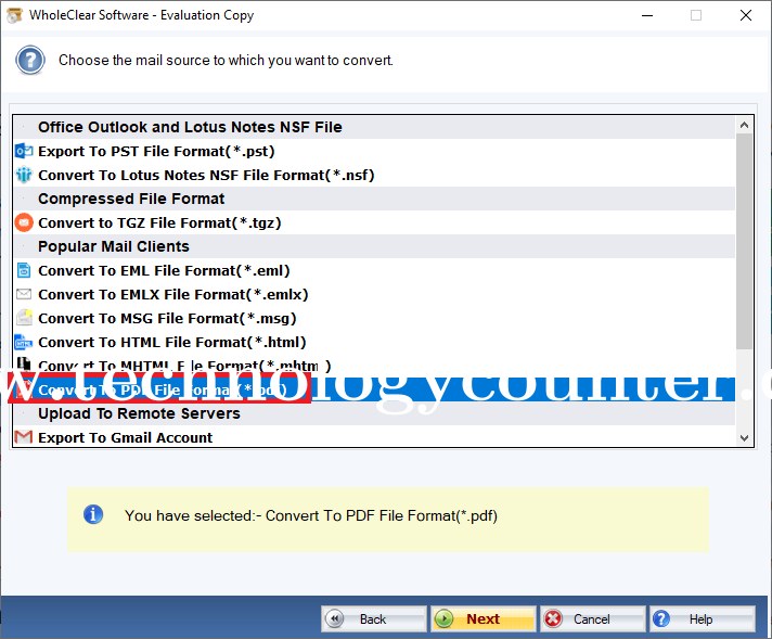 WholeClear Thunderbird to PDF Converter Screenshots