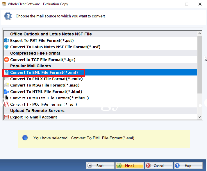 WholeClear Thunderbird to EML Converter Screenshots