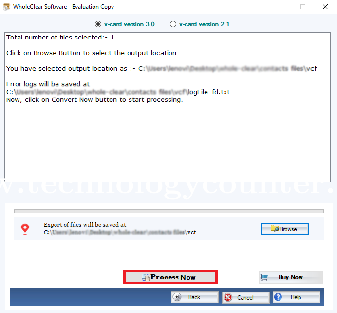 WholeClear Split vCard Screenshots