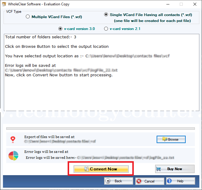 WholeClear NSF to VCF Converter Screenshots