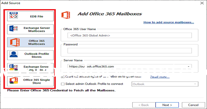 WholeClear Exchange to Office 365 Migration Screenshots