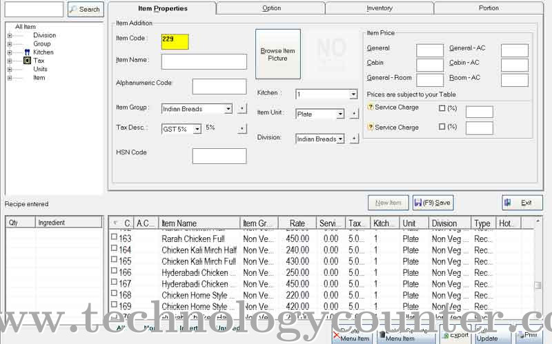 Pelagian Restaurant Billing Screenshots
