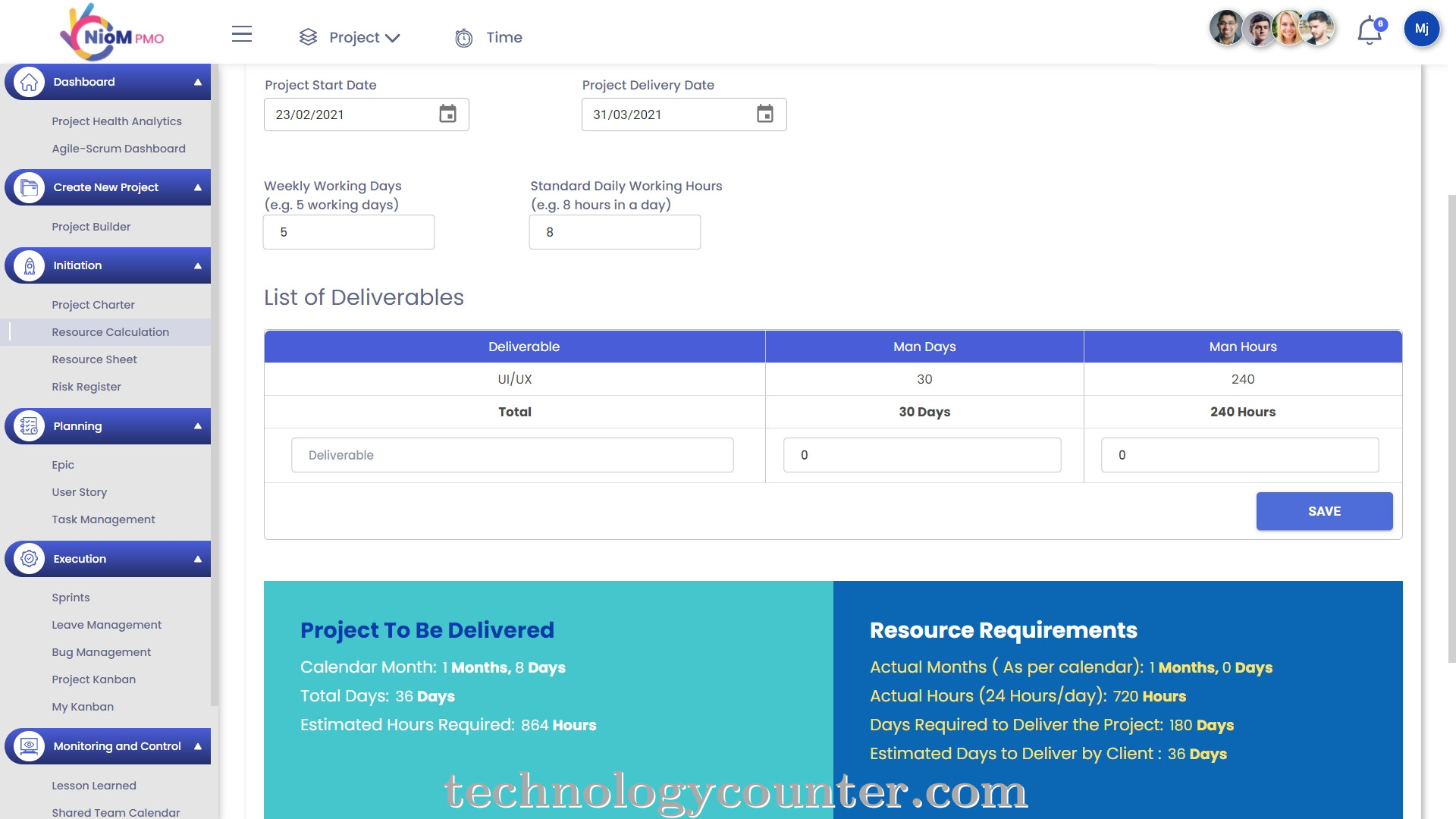 NioM PMO Screenshots