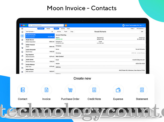 Moon Invoice Screenshots