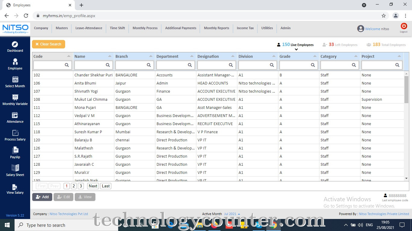 Nitso HRMS Screenshots
