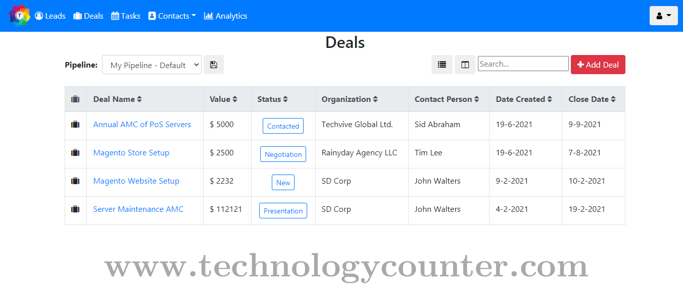 sonCloud Sales CRM Screenshots