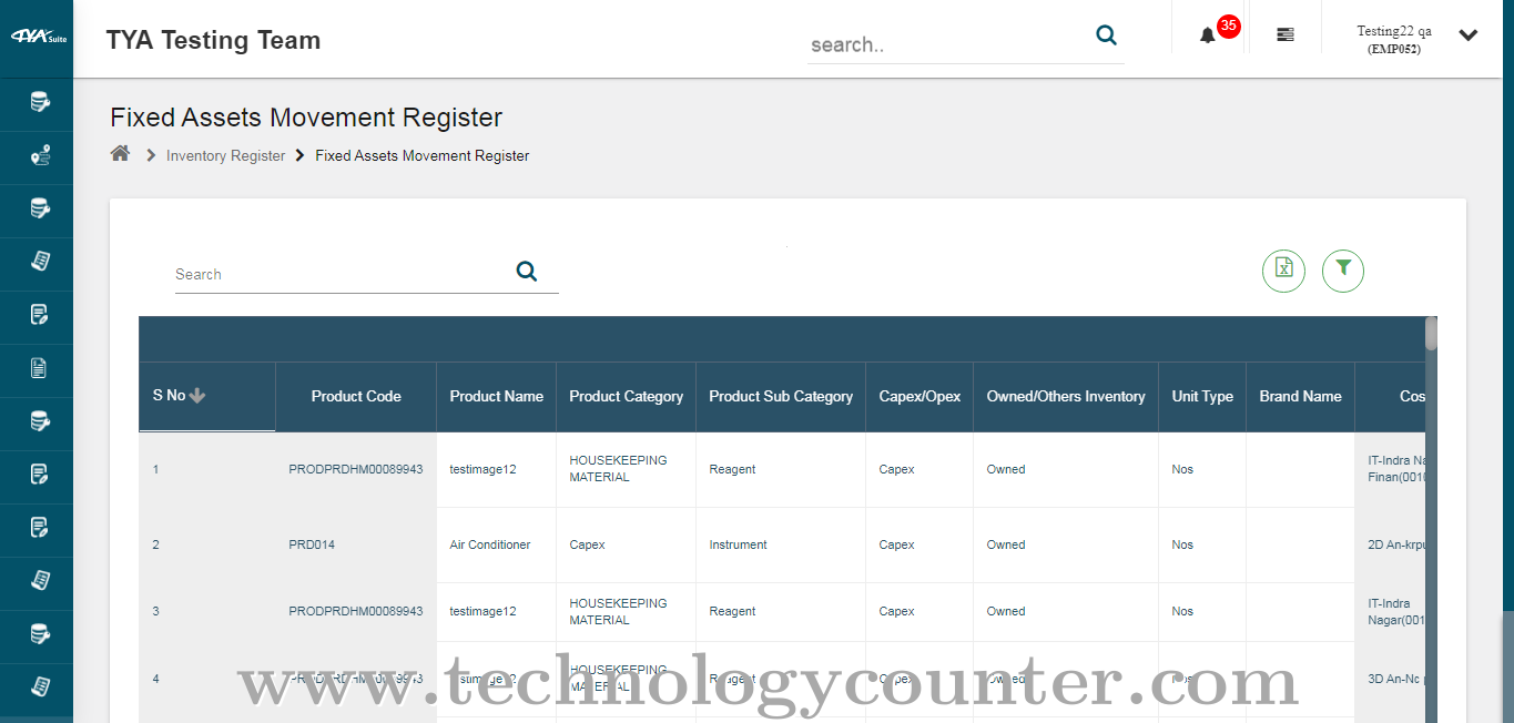 TYASuite Asset Management Screenshots