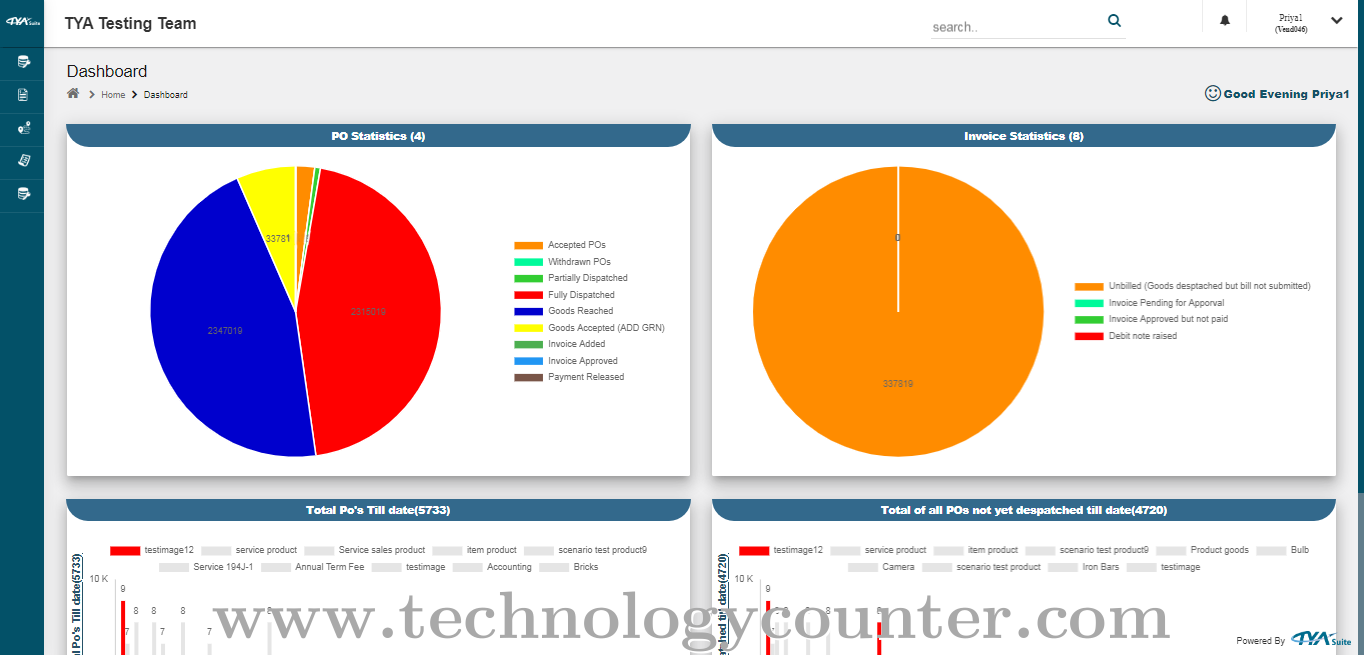 TYASuite Vendor Management Screenshots