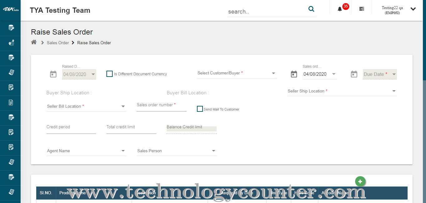 TYASuite Sales Order Management Screenshots