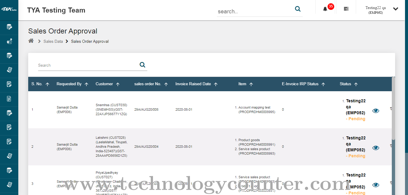 TYASuite Sales Order Management Screenshots