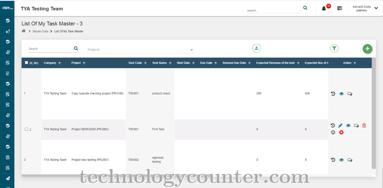 TYASuite Project Management Screenshots