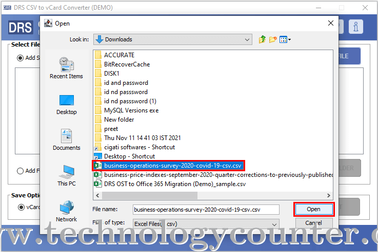 DRS CSV to vCard Converter Screenshots