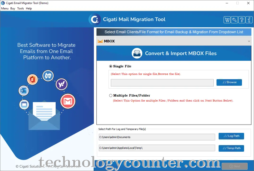 Cigati Mail Migration Screenshots