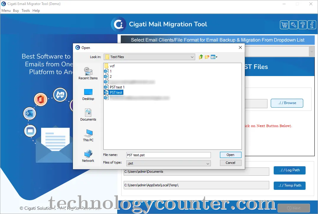 Cigati Mail Migration Screenshots