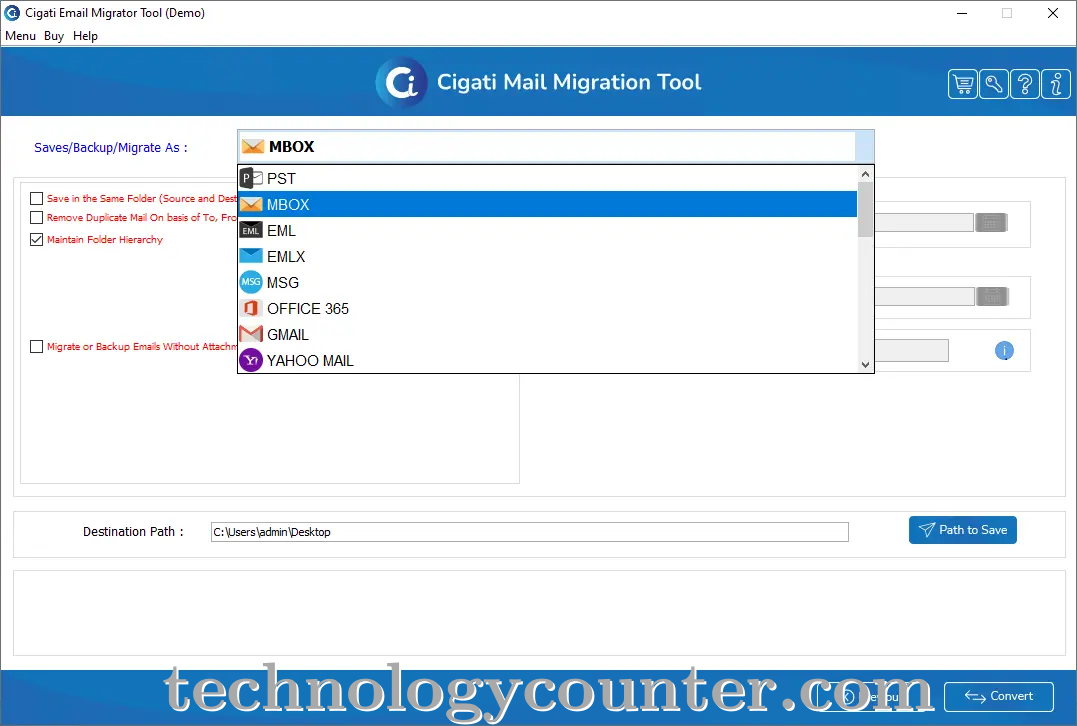 Cigati Mail Migration Screenshots
