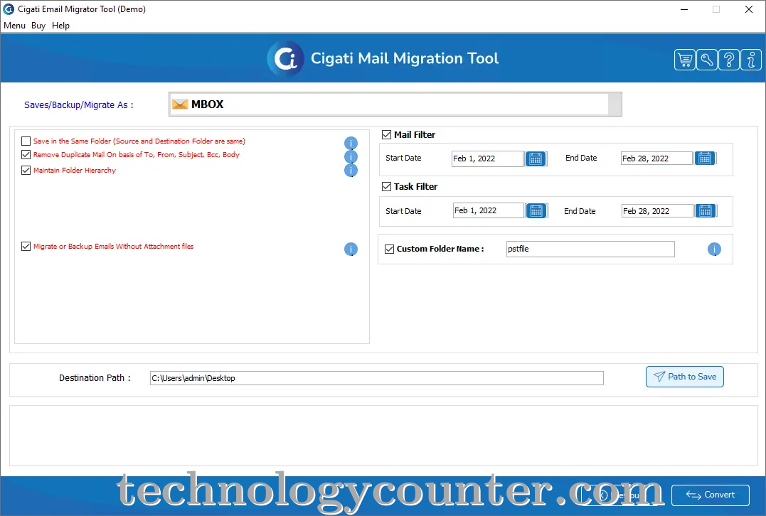 Cigati Mail Migration Screenshots