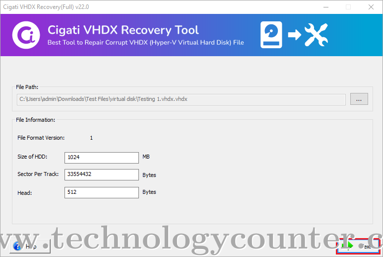 Cigati VHDX Recovery Screenshots